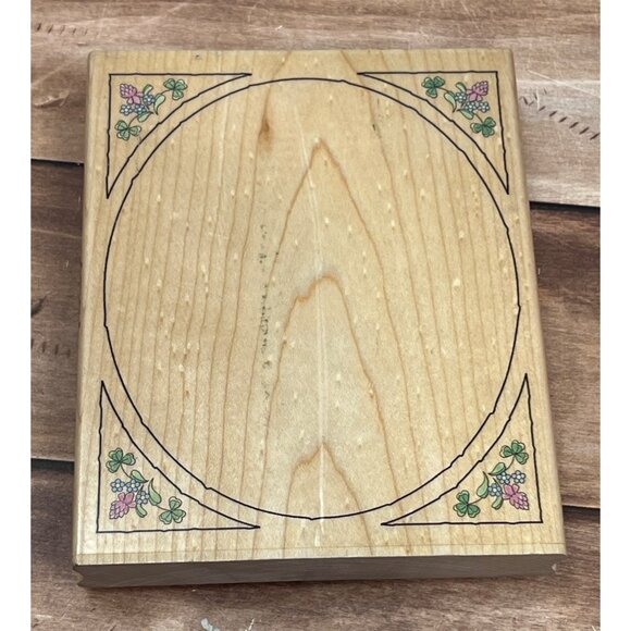 STAMPS HAPPEN 80039 OVAL CLOVER FRAME WOOD MOUNTED RUBBER STAMP - Picture 2 of 4